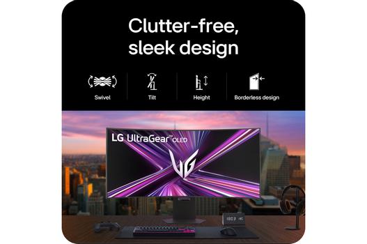 LG 45" UltraGear OLED GX9 21:9 5K2K (5120x2160),  Curved 800R, 0.03ms, 165Hz, DisplayPort 2.1 (45GX950A-B)
