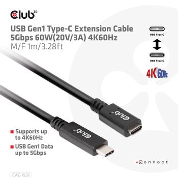 CLUB 3D Usb Gen1 Type-C Extension (CAC-1531)