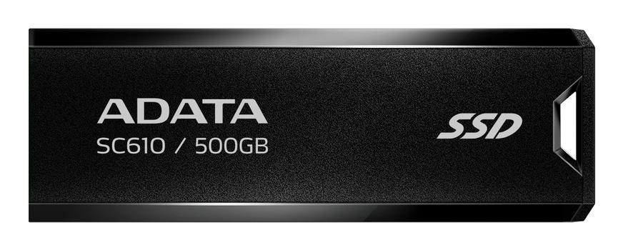 A-DATA SC610 500GB Pocket Size External SSD, USB Retractable Design (SC610-500G-CBK/RD)