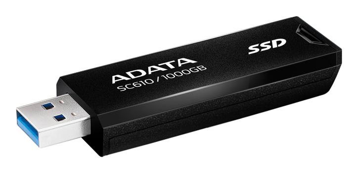A-DATA SC610 1TB Pocket Size External SSD, Retractable Design, (SC610-1000G-CBK/RD)