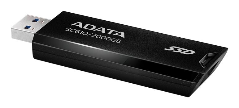 A-DATA SC610 2TB Pocket Size External SSD, Retractable Design (SC610-2000G-CBK/RD)
