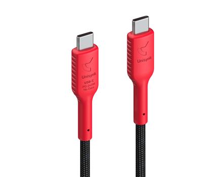 UNISYNK - USB-kabel - USB-C (hann) til USB-C (hann) Data Blocker, Safe Charge - rød (10491)
