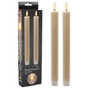 WhiteLabel Riflede kronelys 3D-flamme 25cm beige