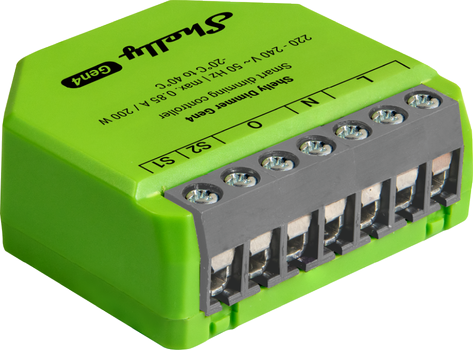 SHELLY · Unterputz · Dimmer Gen4 · Relais · LED Lichtcontroller · Messfunktion · WLAN · Zigbee · Matter · BT (Shelly_Dimmer_Gen4)