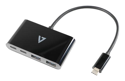 V7 USB-C TO 4IN1 HUB PORT ADAPTER 2 X USB-C AND 2 USB-A EXT PORTS CABL (V7UC2A2CHUB-BLK)