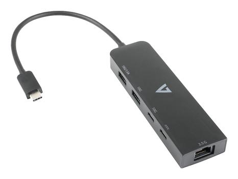V7 USB-C TO ETHENET 2.5G ADAPTER RJ-45 NETWORK HUB DONGLE 3XUSB-A NS (V7UCRJ25GHUB-BLK)