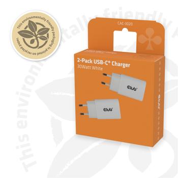 CLUB 3D 2-Pack Usb C Charger 30 Watt  (CAC-3020)