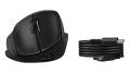 HP P 725M - Mouse - ergonomic - 21° semi-vertical tilt - right-handed - 7 buttons - wireless - Bluetooth, 2.4 GHz - USB wireless receiver - black