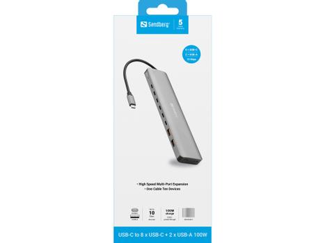 SANDBERG USB-C to 8 x USB-C + 2xUSB-A  (136-80)