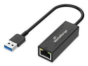 MediaRange USB-A Netzwerkadaper mit RJ45 Port, 20cm, sw (MRCS238)
