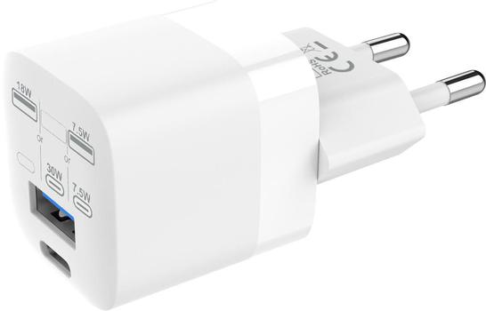 VISION Strömadapter - 30 Watt - 3 A - QC 3.0 - 2 utdatakontakter (24 pin USB-C, USB) - vit - Europa (TC-PUSBEU/30)