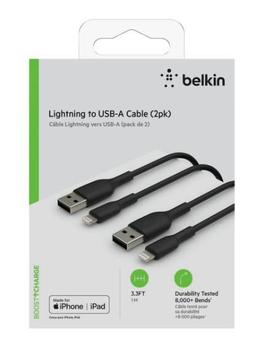 BELKIN Lightning to USB-A Cable 1M Black (CAA001BT1MBK2PK)