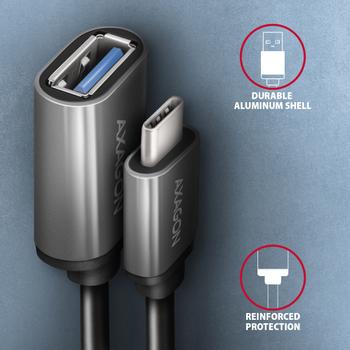 AXAGON RUCM‑AFAC USB‑C (M) auf USB‑A (F) Kabeladapter,  20 cm, USB 3.2 Gen 1, 3 A, Aluminium (RUCM-AFAC)