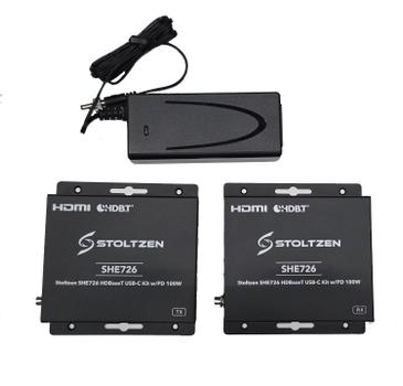 STOLTZEN SHE726 HDBaseT? USB-C Kit 100W PD, 18Gbps, USB2.0, 70/40m, PoC (SHE726-KVM-KIT)
