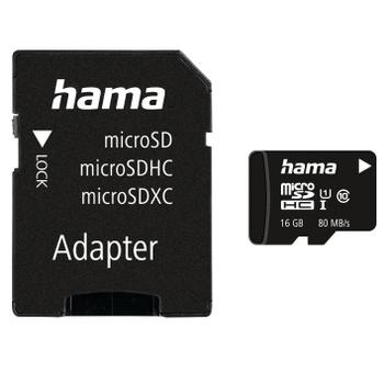 HAMA Memory Card Micro SDHC 16GB Class 10 UI V10 80MB/s (124138)