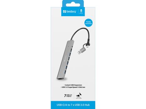 SANDBERG USB-C/A to 7 x USB 3.0 Hub (136-66)