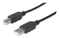 MANHATTAN USB 2.0 AB-kabel 1,8 meter 1 fladt og 1 kvadratisk stik