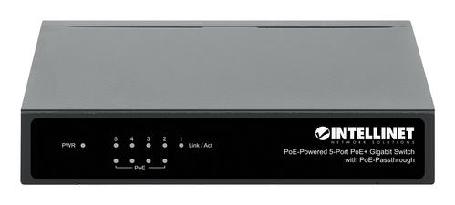 INTELLINET Gigabit switch 5x 10/ 100/ 1000 PoE/PoE+ (1x PD PoE, 4x PSE PoE) 26/68W (561082)