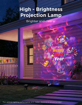 GOVEE utendørs dekorasjonsprojektorlys Smart utendørs RGB-laser + aurora, 16 mønstre, 50+ scener, app-/ stemmekontroll (H7071311)