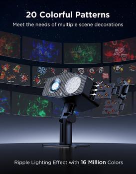 GOVEE utendørs dekorasjonsprojektorlys Smart utendørs RGB-laser + aurora, 16 mønstre, 50+ scener, app-/ stemmekontroll (H7071311)