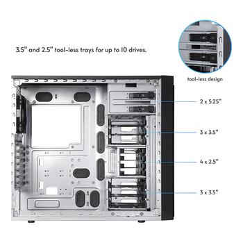 CHIEFTEC Black, ATX Workstation case, 10x3.5", 2x5.25", 120mm PWM Fan (BW-01B-OP)