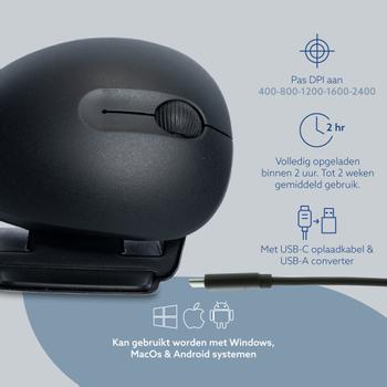 R-GO Tools Twister Break Ambidexter Mouse (165-185mm),  Wireless (RGOTWBMWLBL)