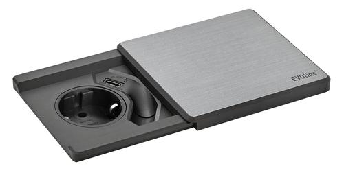 KENSON Square80 silver - 1x socket 1x usb - c charger (KAS159270024200)