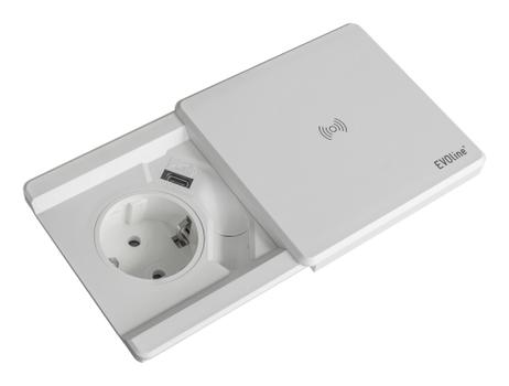 KENSON Square80 white - 1x socket 1x usb - c charger qi wireless (KAS159270024600-1)