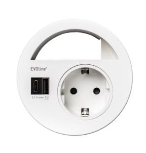 KENSON Circle80 - white 1x socket 2x usb a+c 2.1a, gst18 (KAS159273007000)