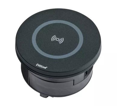 KENSON Circle80 disq - 1xstikk, 2xusb (a+c, 2.1a), wireless charger, black (KAS15927111111)