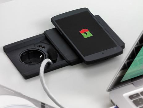 KENSON Square80 black - 1x socket 1x usb - c charger qi wireless (KAS159270024600)