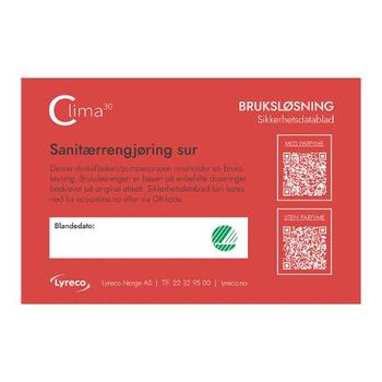 OEM Bruksetikett CLIMA30 Sanitær sur (1316814-003)