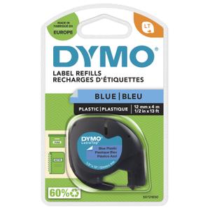 DYMO Letratag plastiktape,  sort på blå, 12mm x 4m rulle, selvklæbende (S0721650)