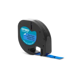 DYMO Letratag plastiktape,  sort på blå, 12mm x 4m rulle, selvklæbende (S0721650)
