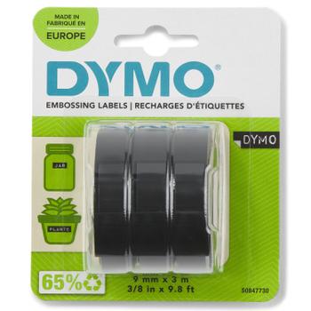 DYMO 3D Tape / 9mm x 3m / White Text / Black Tape (S0847730)