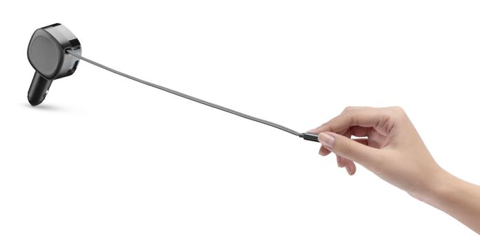 CELLULAR LINE Retractable Car Charger (CBRROLL2USB60WK)