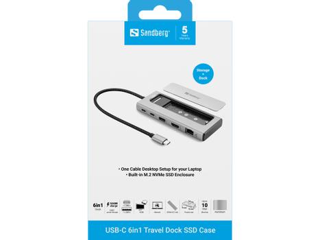 SANDBERG USB-C 6in1 Travel Dock SSD  (136-82)