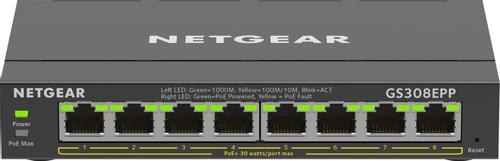 NETGEAR 8PT GE Plus Switch W/HI-PWR  (GS308EPP)