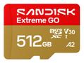 SANDISK MicroSD Extreme GO 512GB 512GB 240/160MB/s C10 UHS U3 V30 A1