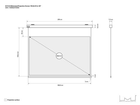 MULTIBRACKETS M 16:10 Motorized Projection Screen Deluxe 193.9x121.2 90" (7350022735583)