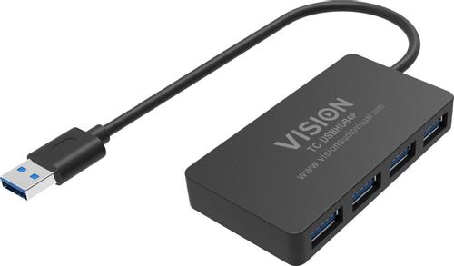 VISION USB 3.0 4-Port Hub 5Gbps Black (TC-USBHUB4P)
