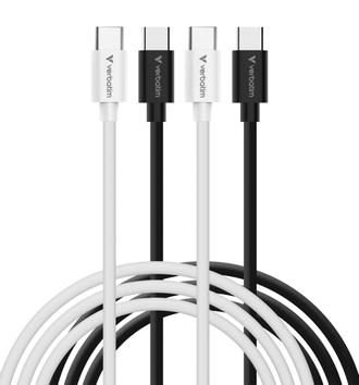 Verbatim Essentials Sync & Charge USB-C-kabel 2-pk - svart & hvit - 60W