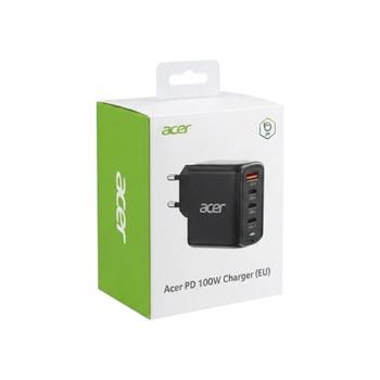 ACER GaN PD-laddare 100W 4 portar (svart) Kompakt 100W-laddare med GaN-teknologi för laptop, surfplatta och mobil (ZL.ADTCC.00L)