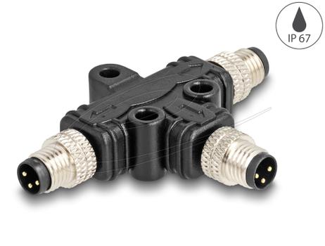 DELOCK M8 T-splitter 3-pin 1 male to 2 male (60573)