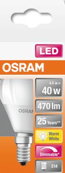 OSRAM LED-lyspære Mini-ball 4,5W/827 (40W) frosted dimmable E14 (4058075430938)
