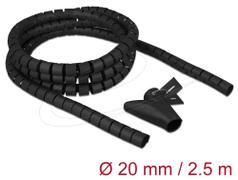 DELOCK Spiral Hose with Pull-in Tool 2.5 m x 20 mm black