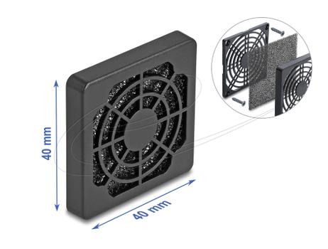 DELOCK Fan Grill with Dust Filter 40 x 40 mm black (67309)