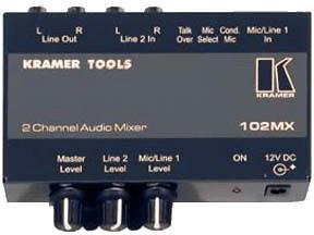 KRAMER 2 Channel Mixer Stereo Audio/ RCA,  Mikrofon Talk-over (102MX)
