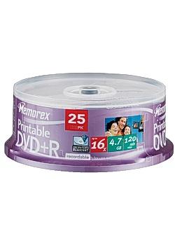 MEMOREX Professional Printable DVD-R 4.7GB (16x), 25Pack Spindle Uden copydan afgift (864115-25)