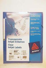 AVERY Inkjet Address Label 99x34mm 16 Per A4 Sheet Clear (Pack 400 Labels) J8562-25 (J8562-25)